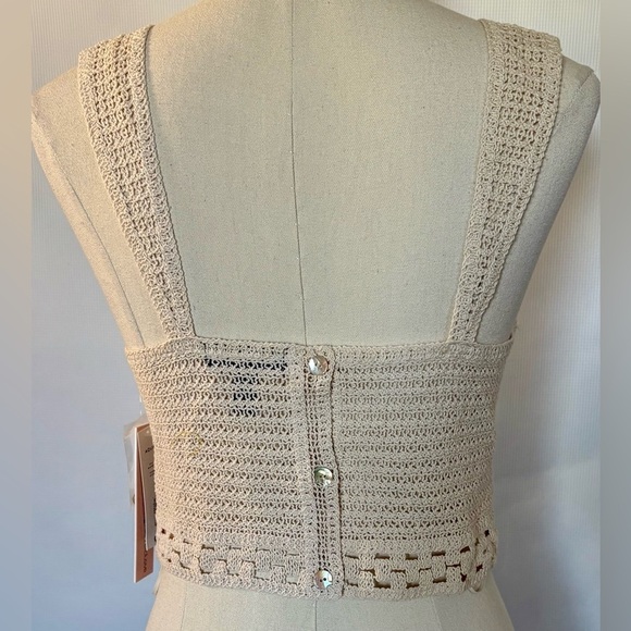 NEW w/TAGS AQUA Summer Escape Cream Cotton Crochet Bustier Crop Top Size Medium - Picture 5 of 9